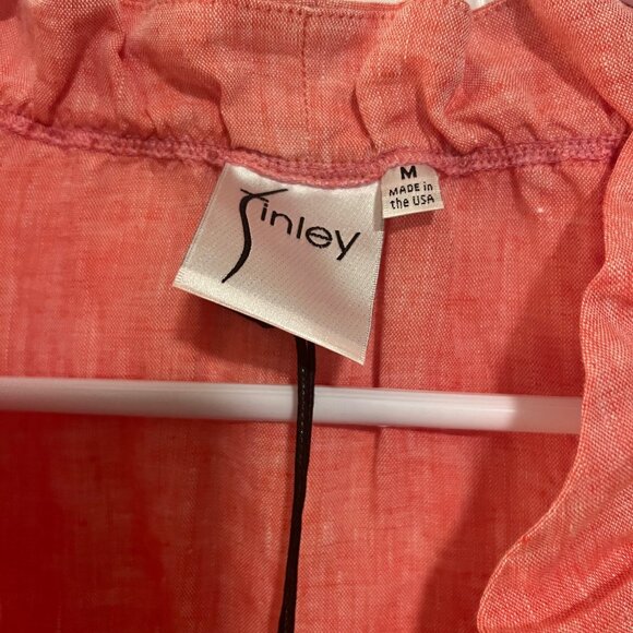 NWT Finley Crosby Washed Linen Shirt Peachy Rose sz M 8-10 - Picture 5 of 5